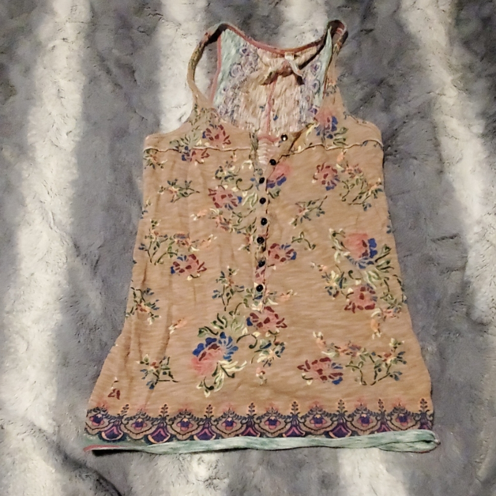 flowery racerback with button down front